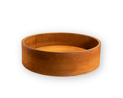 Logan fire pit, the Logan is a circular fire pit with a flat edge around the rim