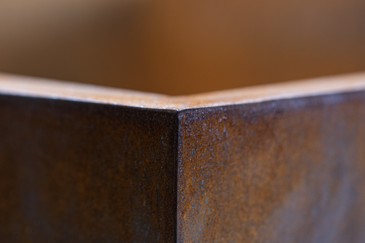 close up of one of the corners of a square fire pit called the Jackson