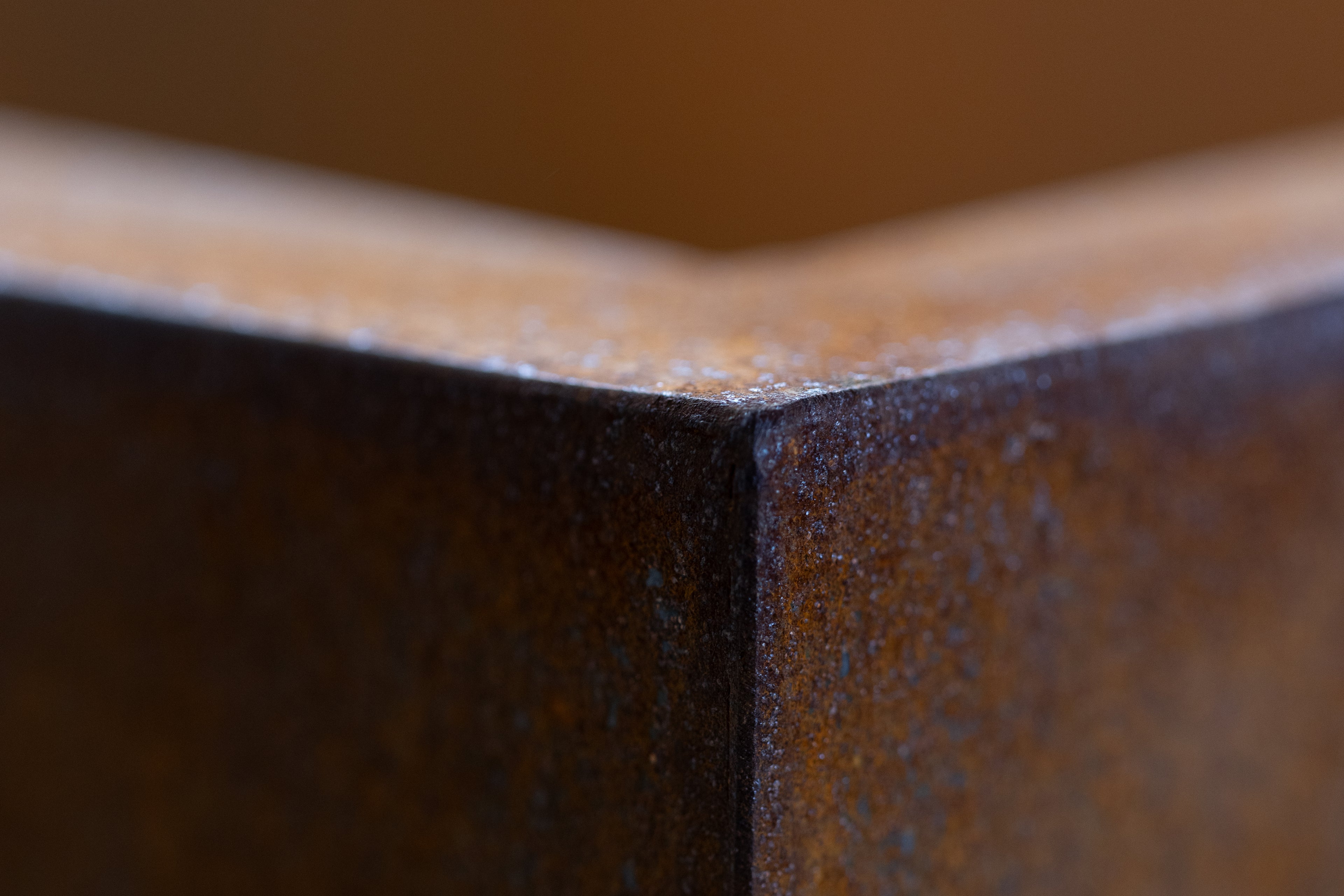 close up of one of the corners of a square fire pit called the Jackson